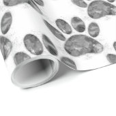 Zwart-wit Waterverf Dog Paw Print Cadeaupapier (Rol Hoek)
