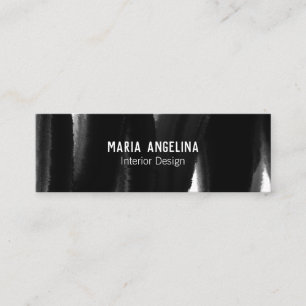 Zwart wit waterverf inktpenseelschilderij mini visitekaartje