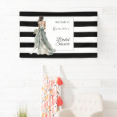 Zwart-wit Waterverf Stripes Vrijgezellenfeest Spandoek (Insitu)