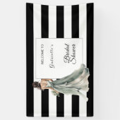 Zwart-wit Waterverf Stripes Vrijgezellenfeest Spandoek (Verticaal)