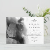 Zwart-wit waterverf vogel bloem bruiloft kaart (Staand voorkant)