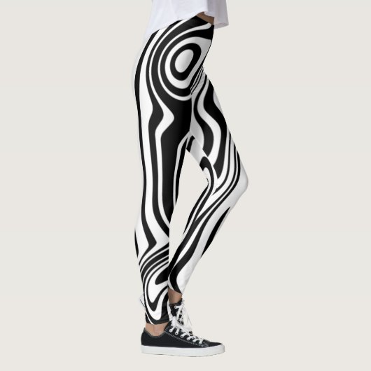 Zwart Wit Wavy Gestreepte Leggings of Kies Kleur (Rechts)