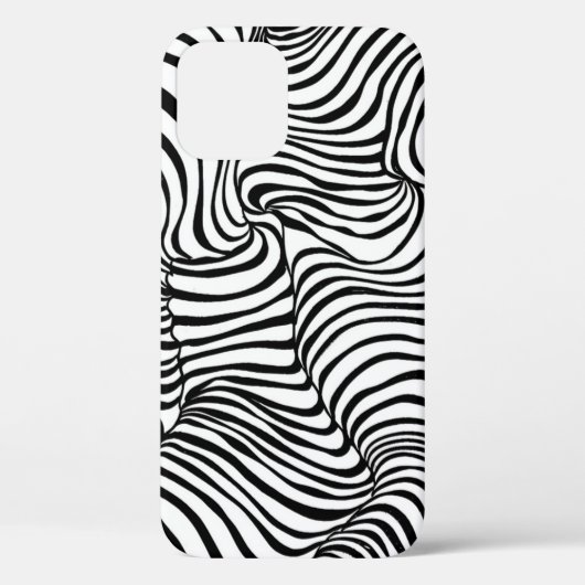 Zwart Wit Wavy Lines Abstract Zebra Case-Mate iPhone Case (Achterkant)