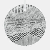 Zwart Wit Wavy Patchwork Ornament (Voorkant)