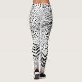 Zwart Wit Wavy Patchwork Ornament Leggings (Achterkant)