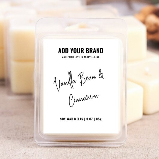 Zwart Wit Wax Melt Minimalistisch Modern 3x2" Labe Voedselcontainer Etiket