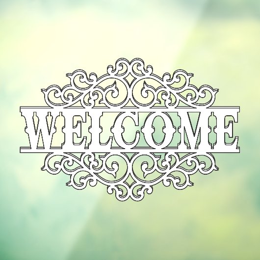 Zwart-wit welkomstdeur raamsticker (Vel 3)