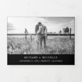 Zwart-wit Wereldkaart Alles in één bruiloft Drieluik Uitnodiging (Cover)