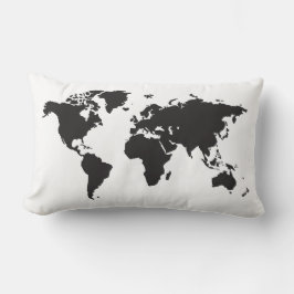 Zwart-wit Wereldkaart Kussen