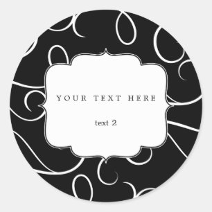 Zwart-wit wervelend elegante favor sticker
