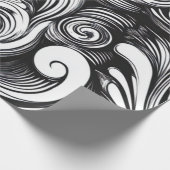Zwart-wit wervelpatroon cadeaupapier (Hoek)