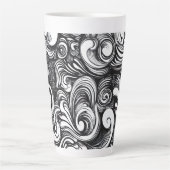 Zwart-wit wervelpatroon latte mok (Voorkant)