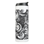 Zwart-wit wervelpatroon thermosbeker (Gedraaid links)
