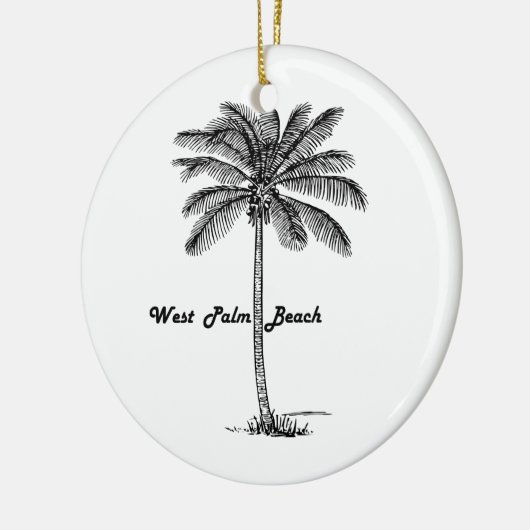 Zwart-wit West Palm Beach & Palm design Keramisch Ornament (Links)