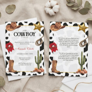 Zwart-wit Westerse Baby Cowboy Baby Shower Kaart
