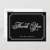 Zwart-wit whimsical-script Hartelijk dank Briefkaa Briefkaart (Voorkant / Achterkant)