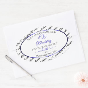 Zwart Wit Wide Koud Productlabels Blauwe Harten Ovale Sticker