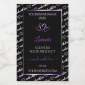 Zwart Wit Wide Wolk Etiket Paars Hart (Enkel label)