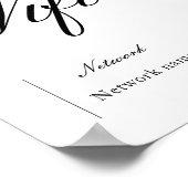 Zwart-wit WiFi-wachtwoord en netwerkteken Poster (Hoek)