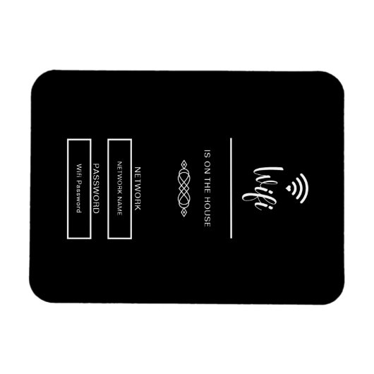 Zwart-wit wifi wachtwoord voor thuis magneet (Horizontaal)