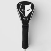 Zwart-wit Wild Fox Head Monogram Initiaal Golfheadcover (Voorkant)