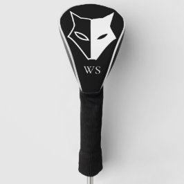 Zwart-wit Wild Fox Head Monogram Initiaal Golfheadcover