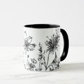 Zwart-wit Wildbloemen Mok (Voorkant rechts)