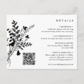 Zwart & Wit Wildflower Boeket Bruiloft Details Informatiekaartje (Voorkant)