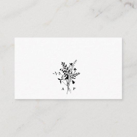 Zwart & Wit Wildflower Bruiloft RSVP Informatiekaartje (Achterkant)