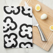 Zwart-wit Wildflower Modern Trendy Design Theedoek (Quarter Fold)