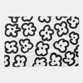 Zwart-wit Wildflower Modern Trendy Design Theedoek