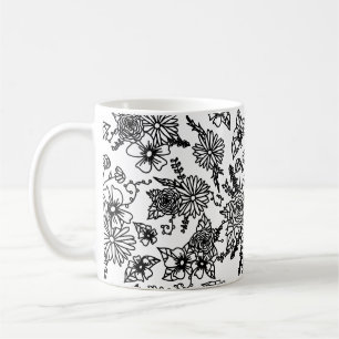 Zwart-wit Wildflower print Mok