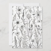 Zwart-wit Wildflower Vrijgezellenfeest Kaart (Achterkant)