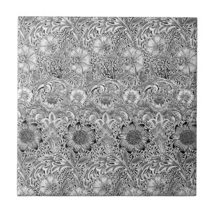  zwart wit William Morris's Corncockle Tegeltje