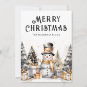 Zwart Wit Winter Elegant Kerst Feestdagenkaart (Voorkant)