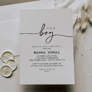 Zwart Wit Wissen Het is een jongen Baby shower Kaart