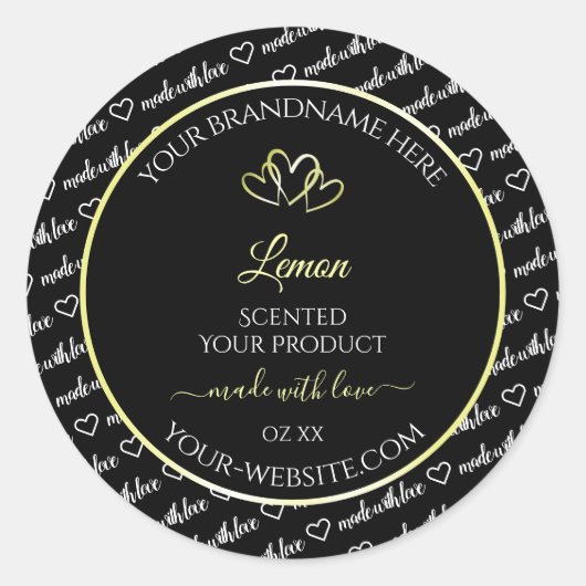 Zwart Wit Wit Kunst Productetiketten Cream Hearts Ronde Sticker (Voorkant)