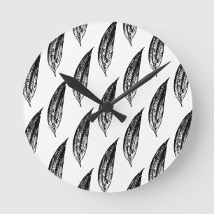 Zwart-wit Witte Leliebladprint Ronde Klok