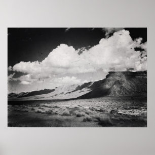 Zwart-wit  woestijnlandschapsberg poster