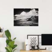 Zwart-wit  woestijnlandschapsberg poster (Thuiskantoor)