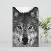 Zwart & Wit Wolf Kunstwerk Briefpapier (Staand voorkant)