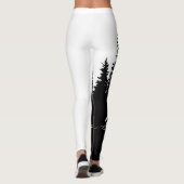 Zwart wit wolf ontwerp leggings (Achterkant)