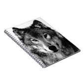 Zwart-wit Wolf Portrait Notitieboek (Rechterzijde)