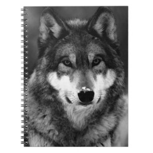 Zwart-wit Wolf Portrait Notitieboek