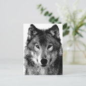 Zwart & Wit Wolf Portret Briefkaart (Staand voorkant)