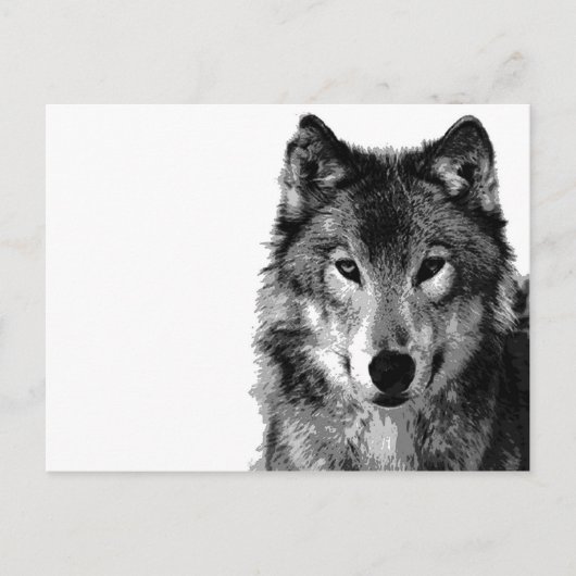 Zwart & Wit Wolf Portret Briefkaart (Voorkant)