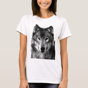 Zwart & Wit Wolf Portret T-shirt
