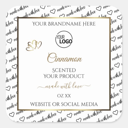 Zwart-wit Word Art Gold Product Labels Logo (Voorkant)