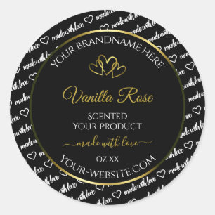 Zwart wit Word Cloud Product Labels Gold Hearts