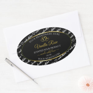 Zwart wit Word Cloud Product Labels Gold Hearts